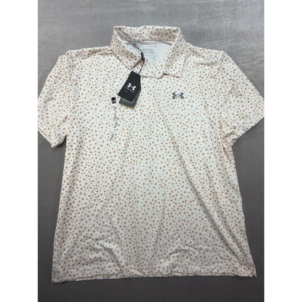 New Under Armour Playoff 3.0 Golf Polo Shirt White Size XL Floral